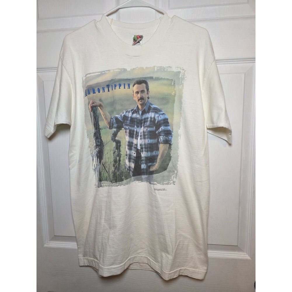 Vintage Aaron Tippin 1997 Greatest Hits Album Promo T-Shirt Sz L Band Tee